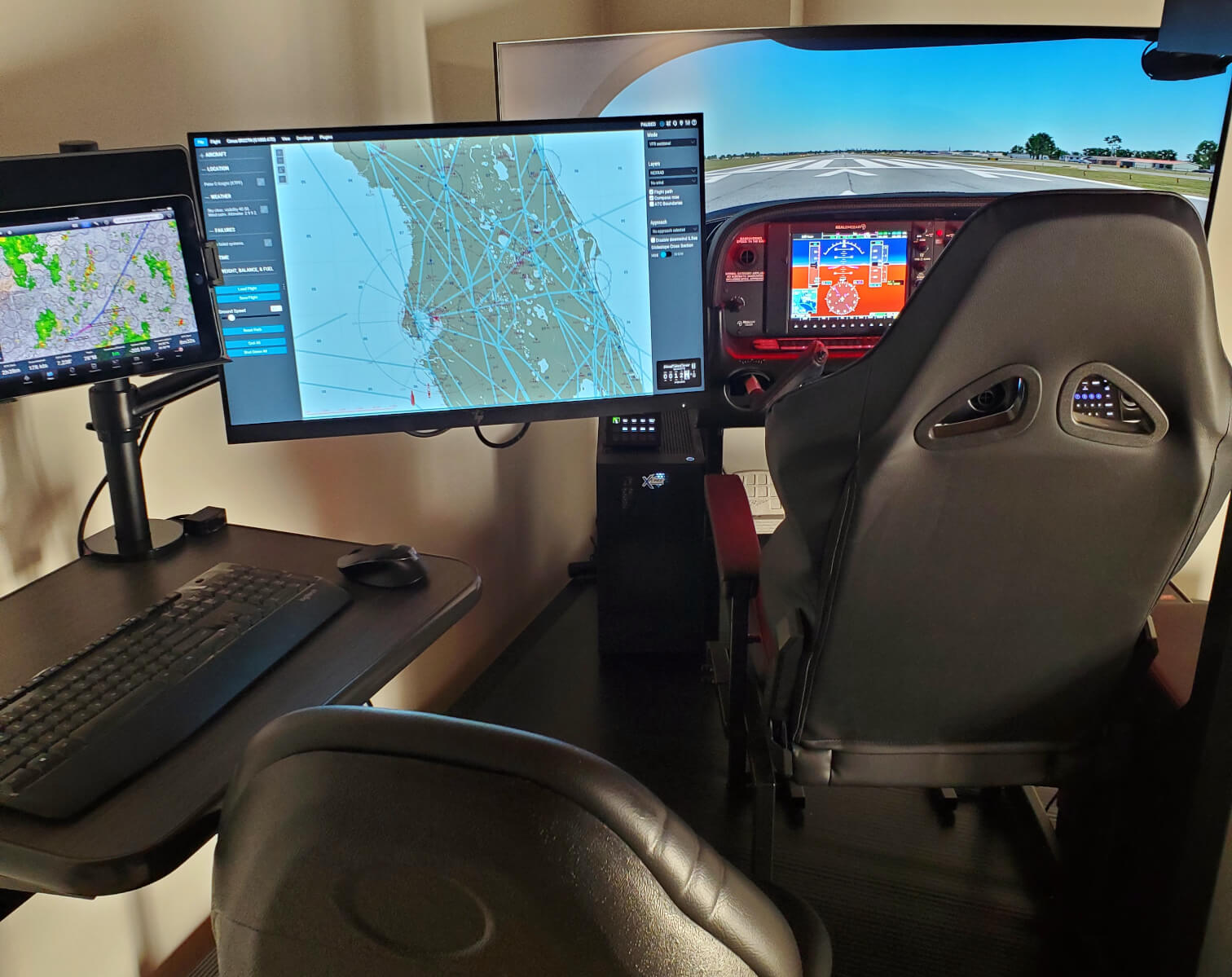 Pilot in simulator.