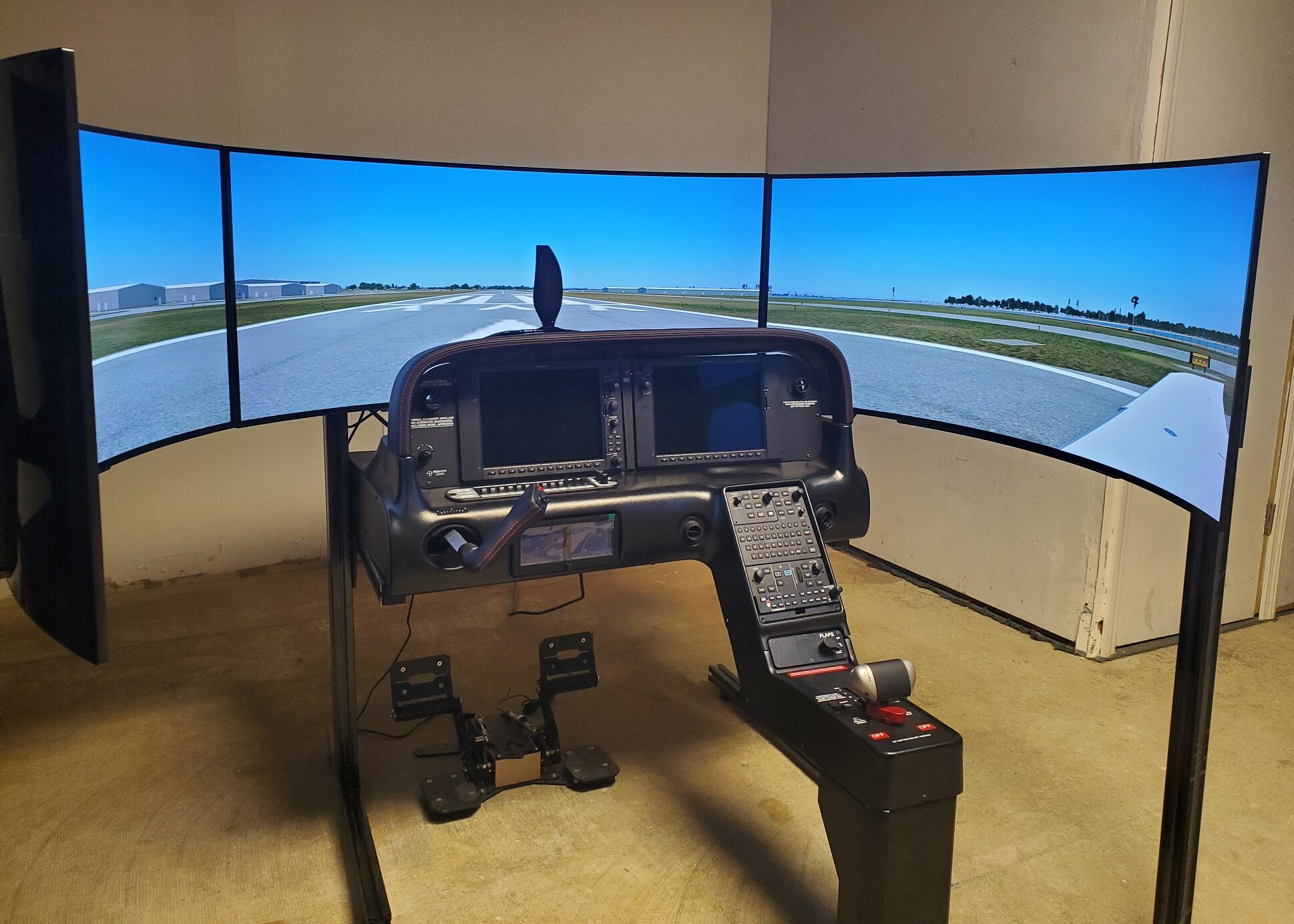 Pilot in simulator.